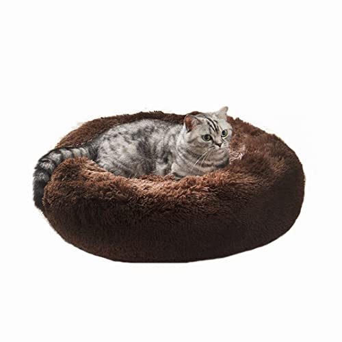 CanadianCat Company | Flauschiges Plüschbett für Katzen | Katzenbett Donut | ca. 60 x 60 x 30 cm | waschbar Katzenschlafplatz Katzenkissen Katzenkorb rund Dunkelbraun von CanadianCat Company