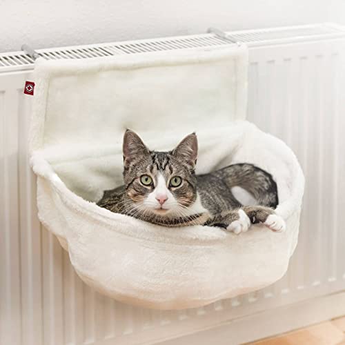 CanadianCat Company | Katzen Kuschelsack für Heizkörper | Weiß | Liegemulde mit verstellbaren Bügeln von CanadianCat Company