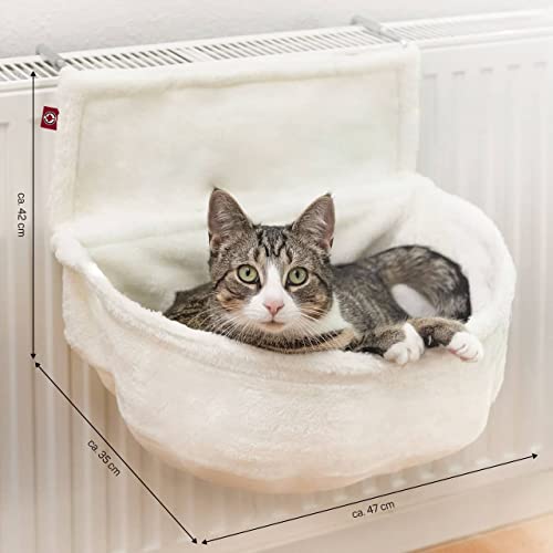 CanadianCat Company | Katzen Kuschelsack für Heizkörper | Weiß | Liegemulde mit verstellbaren Bügeln von CanadianCat Company