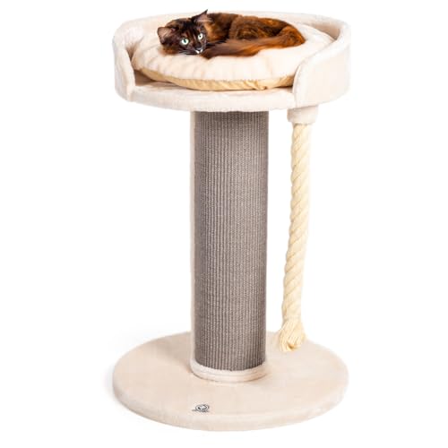 CanadianCat Company | Kratzbaum Ontario - XXL Katzenlounge 100 cm Höhe | beige | Ø 20cm Sisal-Kratzstamm von CanadianCat Company