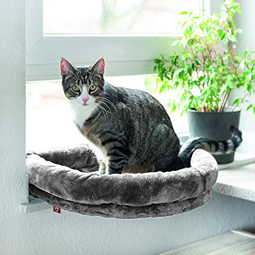 CanadianCat Company | LOVESEAT Katzen Fensterliege - Hängebett für Katzen mit weicher Polsterung für die Fensterbank - einfache Befestigung | hellgrau | 55 x 47 x 7 cm von CanadianCat Company