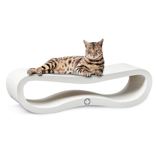 CanadianCat Company | Orbit 2.0 Kratzbrett - White Edition | Kratzpappe Katzen Lounge in weiß | ca. 84 x 24 x 23 cm von CanadianCat Company