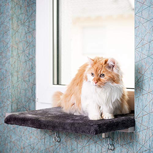 CanadianCat Company | Katzen Fensterliege Katzenbett Fensterbank Snuggly Place in anthrazit/dunkelgrau - Flauschiges Fensterbrett Katze waschbar | ca. 50 x 35 cm von CanadianCat Company