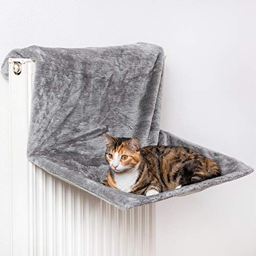 CanadianCat Company | XXL Hammock | Liegemulde BZW. Heizungsliege für Grosse Katzen | Silber Hellgrau | verstellbar | 60 x 40 x 30 cm von CanadianCat Company