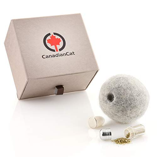 CanadianCat Company | gefilzter Wollball mit verschließbarem Duftfach für Katzen mit Katzenminze Filzball von CanadianCat Company