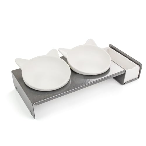 CanadianCat Company | Futterbar Cat Diner- Elegante Futterstation aus Metall für Katzen - Rückenschonendes Design mit austauschbaren Keramikschalen von CanadianCat Company