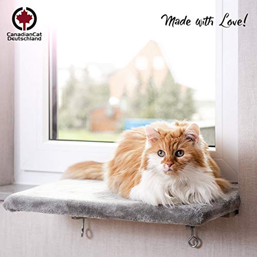 CanadianCat Company | Katzen Fensterliege Katzenbett Fensterbank Snuggly Place in hellgrau Flauschiges Fensterbrett Katze waschbar | ca. 50 x 35 cm CanadianCat Company | Katzen Fensterliege Katzenbett Fensterbank Snuggly Place in hellgrau Flauschiges Fensterbrett Katze waschbar | ca. 50 x 35 cm von CanadianCat Company