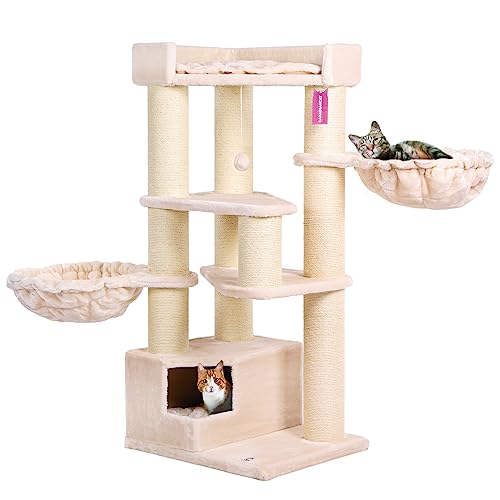 CanadianCat Company | Katzen Kratzbaum Vancouver, Sisalstämme Ø15cm, beige, ca. 65 x 55 x 140 cm von CanadianCat Company