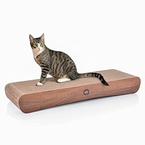 CanadianCat Company | Kratzkarton XXL | 86 x 27 x 11,5 cm | Kratzmöbel, Kratzbrett, Kratzkarton | XXL Kratzpappe +Katzenminze | Holzoptik für Katzen von CanadianCat Company