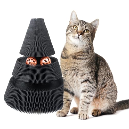 CanadianCat Company | Kratzspielzeug Treetop - Kratzpappe mit Spielbällen - schwarz | Ø 27,5 x 28 cm Höhe, Spielzeug für Katzen von CanadianCat Company
