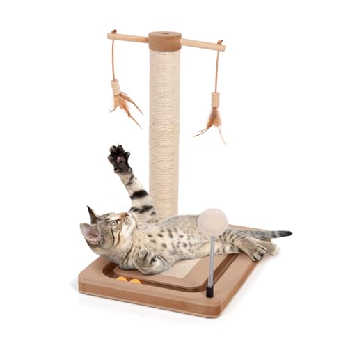 CanadianCat Company | Kratzstamm für Katzen - Playtop - Kratzteppich Katze | interaktives Katzenspielzeug selbstbeschäftigung | mit 43cm-hoher Kratzsäule | ca. 39 x 29 x 46 cm von CanadianCat Company