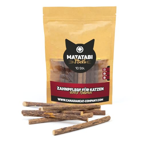 CanadianCat Company | Matatabi Sticks im Beutel (wiederverschließbar) - Zahnpflege-Knabberstangen für Katzen (10 STK/Tüte) von CanadianCat Company