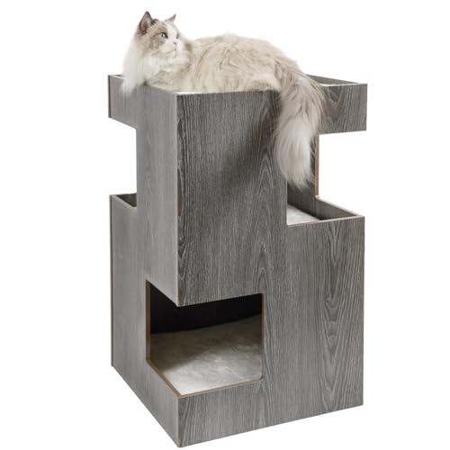 CanadianCat Company | Premium Katzenbett, Katzenhöhle Cat Castle Katzenturm mit Katzenhöhlen aus Holz, inkl. 3 Liegekissen, dunkelgrau, 50 x 50 x 80 cm CanadianCat Company | Premium Katzenbett, Katzenhöhle Cat Castle Katzenturm mit Katzenhöhlen aus Holz, inkl. 3 Liegekissen, dunkelgrau, 50 x 50 x 80 cm von CanadianCat Company