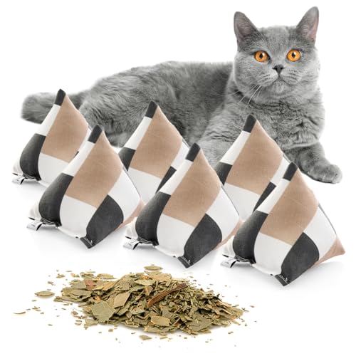 CanadianCat Company | Schmusekissen 6er Set Schmuse-Pyramide XL Karo mit Katzenminze, Katzenkissen, interaktives Katzenspielzeug von CanadianCat Company