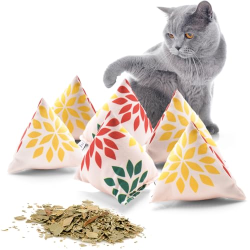 CanadianCat Company | Schmusekissen 6er Set Schmuse-Pyramide XL Reggae Flower mit Katzenminze, Katzenkissen, interaktives Katzenspielzeug von CanadianCat Company