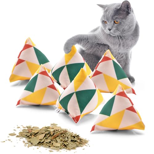 CanadianCat Company | Schmusekissen 6er Set Schmuse-Pyramide XL Reggae Triangle mit Katzenminze, Katzenkissen, interaktives Katzenspielzeug von CanadianCat Company
