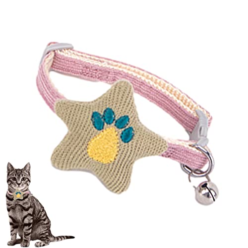 Katzenhalsband mit Glöckchen – verstellbares Haustierhalsband, weiches kleines Hundehalsband, bequemes Halsband mit Stern für kleine, mittelgroße Hunde und Katzen Caneem von Caneem