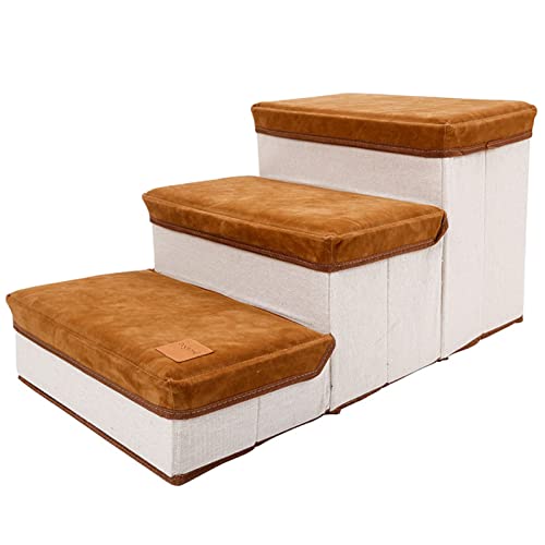 Klappbare Haustiertreppe | 3 Etagen klappbare Hunderampen/Stufen, breite, tiefe Haustiertreppe, rutschfeste Haustiertreppe, Hunderampe für Bett, weiche Schaumstoff-Hundeleiter für ältere Hunde, Klappbare Haustiertreppe | 3 Etagen klappbare Hunderampen/Stufen, breite, tiefe Haustiertreppe, rutschfeste Haustiertreppe, Hunderampe für Bett, weiche Schaumstoff-Hundeleiter für ältere Hunde, von Caneem