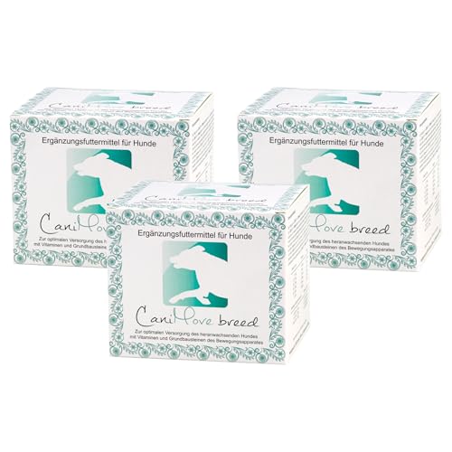 CaniMove Dreierpack | Breed (3 x 100 Päckchen) - Zur Unterstützung der Entwicklung von Welpen für Knochen, Gelenke und Nerven | Mit Grünlippmuschel, DHA, MSM, Hyaluronsäure, Zink, Selen und mehr von CaniMove