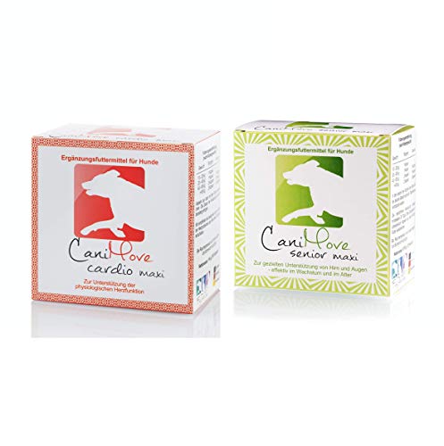 Spar-Bundle Senior + Cardio Maxi - 1 Packung (100 Kapseln) CaniMove Senior Maxi und 1 Packung (100 Kapseln) CaniMove Cardio Maxi - Ideal für ältere Hunde mit Problemen von Herz, Hirn oder Augen. von CaniMove