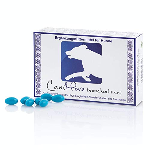 CaniMove bronchial mini (30 Kapseln) für kleine Hunde zur Unterstützung der Atemfunktion, mit Isländischem Moos, Thymian, Efeu, Schwarzkümmel- und Süßorangenöl von CaniMove
