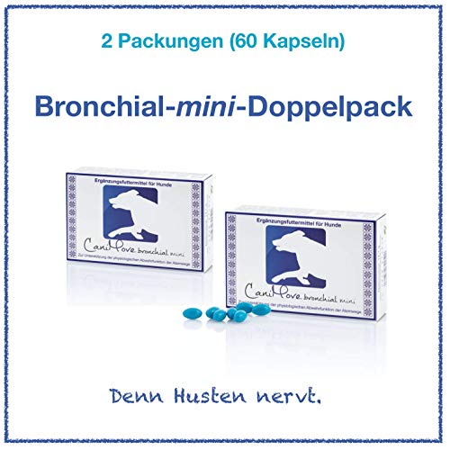 CaniMove bronchial Mini Doppelpack - 60 Husten-Kapseln für Hunde < 10 kg mit Ölen, Thymian, Efeu, Isl. Moos und Propolis von CaniMove