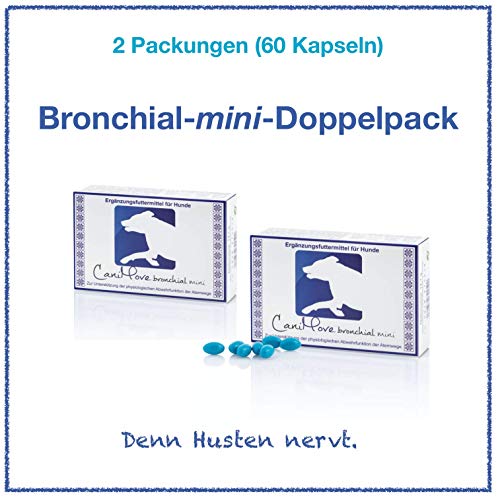 CaniMove bronchial mini Doppelpack - 60 Husten-Kapseln für Hunde < 10 kg mit Ölen, Thymian, Efeu, Isl. Moos und Propolis von CaniMove