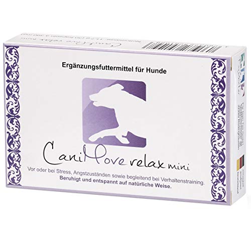 CaniMove Relax mini - 30 Kapseln (a 390 mg), Ergänzungsfuttermittel für Hunde zur Beruhigung und Entspannung auf natürliche Weise durch Casein (Casozepin), Tryptophan, L-Theanin, B6 und Inositol von CaniMove