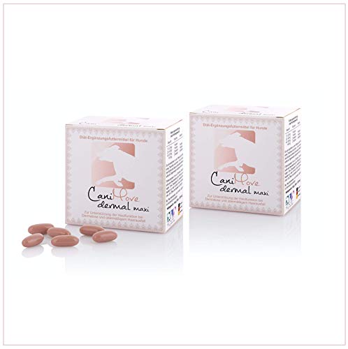 Doppelpack CaniMove Dermal Maxi (200 Kapseln), auch bei Hauterkrankungen (Dermatitis, Dermatose, Kortison-Gaben), mit PUFA, Lycopin, Biotin und Zink. von CaniMove