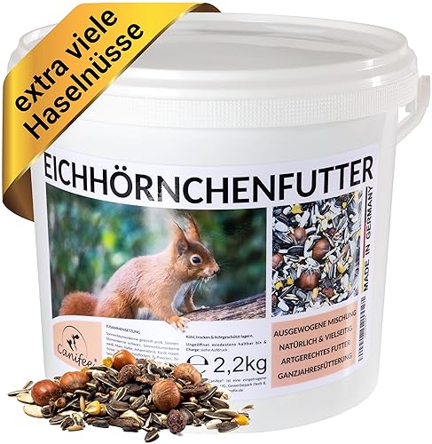 Canifee - Eichhörnchenfutter 2.2 kg artgerechtes Wildtierfutter als ganzjährige Futtermischung - Ganzjahresfutter mit der extra Portion Haselnüsse - auch für Streifenhörnchen von Canifee