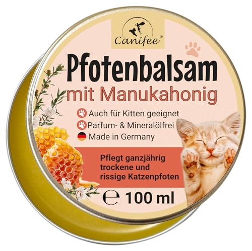 Canifee - Pfotenbalsam Katze mit Manukahonig 100ml Dose parfumfrei mineralölfrei zur optimalen Pfotenpflege Katzen, der natürliche Katzen Pfotenschutz für Sommer und Winter Canifee - Pfotenbalsam Katze mit Manukahonig 100ml Dose parfumfrei mineralölfrei zur optimalen Pfotenpflege Katzen, der natürliche Katzen Pfotenschutz für Sommer und Winter von Canifee