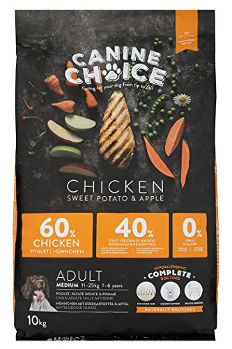 Canine Choice Hypoallergenes, getreidefreies Hundefutter, proteinreiches Trockenfutter für mittelgroße Rassen, frisches Huhn, Verdauungs- und Gelenkunterstützung, 10 kg von Canine Choice