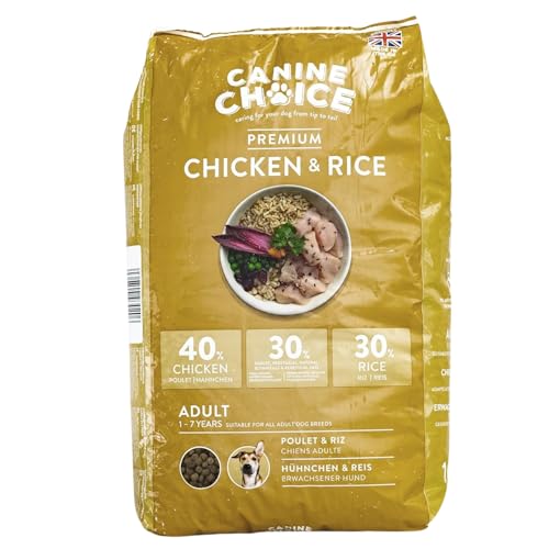 Canine Choice Premium Hundetrockenfutter Adult - Huhn & Reis 10kg | 40% Huhn, 30% Reis | Hypoallergenes Naturgranulat für sanfte Verdauung, Energie & Immununterstützung Canine Choice Premium Hundetrockenfutter Adult - Huhn & Reis 10kg | 40% Huhn, 30% Reis | Hypoallergenes Naturgranulat für sanfte Verdauung, Energie & Immununterstützung von Canine Choice