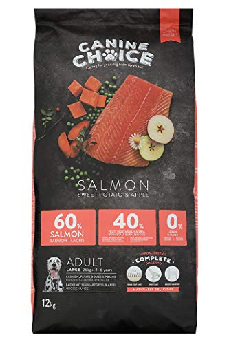 Canine Choice Premium Trockenfutter für große Rassen für ausgewachsene Hunde – Lachs 12 kg | 60% frischer Lachs, getreidefreies, hypoallergenes Trockenfutter mit Süßkartoffel & Apfel | Gelenk-, Haut Canine Choice Premium Trockenfutter für große Rassen für ausgewachsene Hunde – Lachs 12 kg | 60% frischer Lachs, getreidefreies, hypoallergenes Trockenfutter mit Süßkartoffel & Apfel | Gelenk-, Haut von Canine Choice