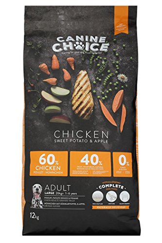 Canine Choice Super Premium Trockenfutter für große Rassen für ausgewachsene Hunde – Huhn 12 kg | 60% frisches Huhn, getreidefreies Trockenfutter mit Süßkartoffel & Apfel | Hypoallergen, proteinreich Canine Choice Super Premium Trockenfutter für große Rassen für ausgewachsene Hunde – Huhn 12 kg | 60% frisches Huhn, getreidefreies Trockenfutter mit Süßkartoffel & Apfel | Hypoallergen, proteinreich von Canine Choice