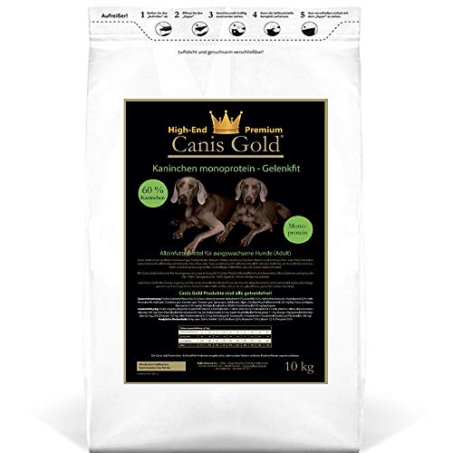 Canis Gold 10 kg Adult 60% Kaninchen | Monoprotein | getreidefreies Super Premium Hunde Trockenfutter | mit Grünlippmuschel von Canis Gold