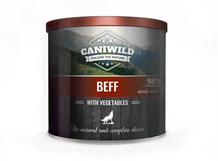 Caniwild Adult Beef with Vegetables 850g, naturbelassenes Premium-Nassfutter für Hunde aller Rassen mit Rindfleisch und Gemüse Dose mit verschließbarem Deckel von Caniwild