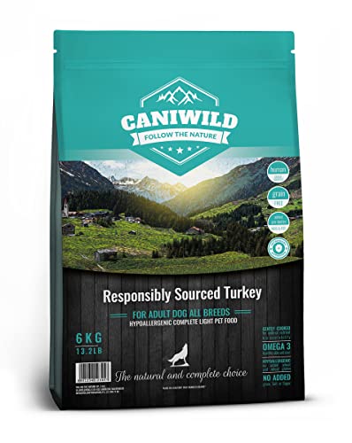 Caniwild Grain-Free Light and Senior Responsibly Sourced™ Turkey 12kg, Hypoallergene und Getreidefreie Trockenfutter für Senioren und Hunde mit Übergewichtsproblemen Human-Grade mit Truthahn von Caniwild