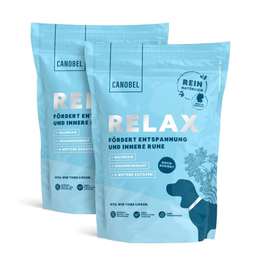 Canobel Relax | Natürliches & hochdosiertes Beruhigungsmittel für Hunde gegen Angst, Stress, Unruhe | Hohe Akzeptanz | Baldrian, Johanniskraut, L-Tryptophan | 720 leckere Snacks, bis zu 12 Monate von Canobel