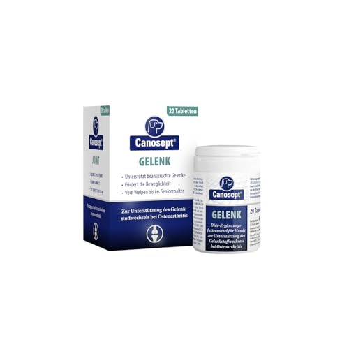Canosept Gelenktabletten Hund - Einzigartige Rezeptur: Mit Grünlippmuschel Hund, Glucosamin, Omega 3 Hund - Gelenk- & Knochenschutz für Hunde - Hervorragende Akzeptanz - Arthrose Hund - 20 Tabletten Canosept Gelenktabletten Hund - Einzigartige Rezeptur: Mit Grünlippmuschel Hund, Glucosamin, Omega 3 Hund - Gelenk- & Knochenschutz für Hunde - Hervorragende Akzeptanz - Arthrose Hund - 20 Tabletten von Canosept