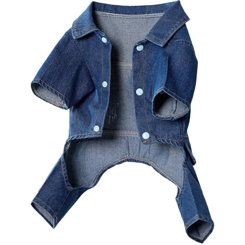 Cantuccistudio Modische Denim-Hundejacke, geeignet für kleine bis mittelgroße Hunde, kann das ganze Jahr über getragen werden, maschinenwaschbar (Größe XL) von Cantuccistudio