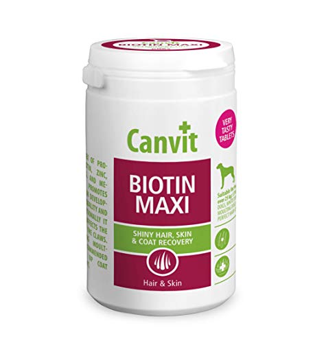 Canvit Biotin Shiny Hair Skin & Coat Supplement Tabletten für Hunde, sehr schmackhaft (Biotin Maxi, 166 Tabletten) für Hunde über 25 kg von Canvit