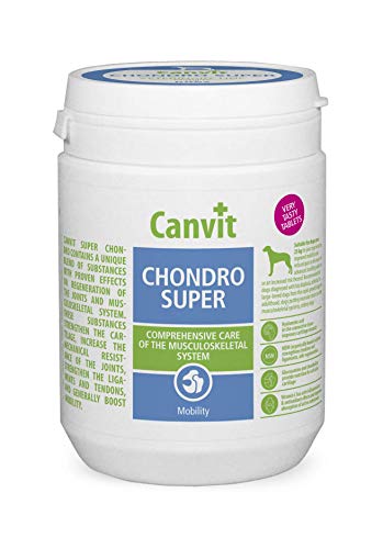Canvit Chondro Super Glucosamin Hüft- und Gelenk-Regenerationsergänzung für steife junge oder ältere große Hunde bei Schmerzen mit Hüftdysplasie, Arthritis, für Hunde über 20 kg (Chondro Super, 166 Tabletten) von Canvit