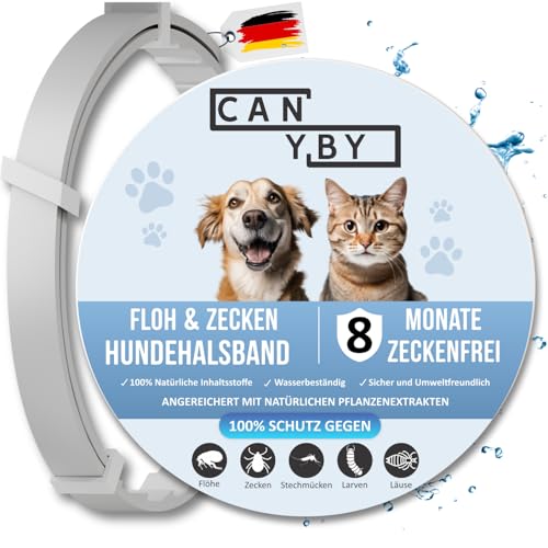 CANYBY Zeckenhalsband für Hunde – Natürlicher Zecken- & Flohschutz, Wasserdicht & Effektiver Schutz bis zu 8 Monate mit 100% natürlichen Inhaltsstoffen (Grau, 62cm) von CANYBY
