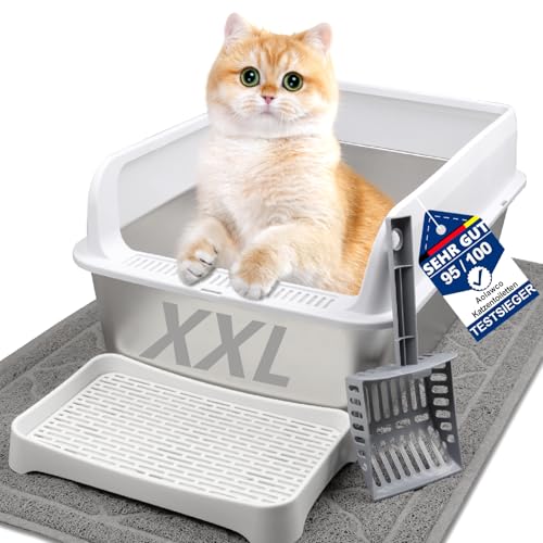 Caossuixin 5 IN 1 Set Katzentoilette Edelstahl Groß, 25L XXL Gegen Verschüttungen Halbgeschlossen Katzenklo, Mit Katzenstreu Schaufel, Katzenpedal, Anti-Rutsch-Matte und Groß Matte- 61x 41x 31CM Caossuixin 5 IN 1 Set Katzentoilette Edelstahl Groß, 25L XXL Gegen Verschüttungen Halbgeschlossen Katzenklo, Mit Katzenstreu Schaufel, Katzenpedal, Anti-Rutsch-Matte und Groß Matte- 61x 41x 31CM von Caossuixin