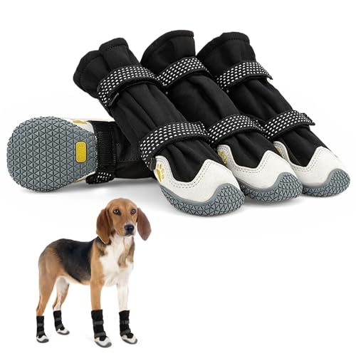 Caossuixin Rutschfeste Hundeschuhe mit reflektierenden Riemen, Größe M von Caossuixin