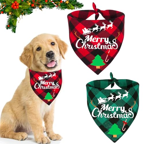 Hundehalstuch Weihnachten, 2 Stück Halstuch Hund, Hundekostüm Weihnachten, Hunde Weihnachtskostüm Zubehör, Weihnachten Haustier Bandanas, Bandana für Hund, Weihnachten Hundehalstuch für Hunde(B) von Capgoost