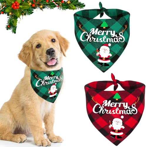 Hundehalstuch Weihnachten, 2 Stück Halstuch Hund, Hundekostüm Weihnachten, Hunde Weihnachtskostüm Zubehör, Weihnachten Haustier Bandanas, Bandana für Hund, Weihnachten Hundehalstuch für Hunde(A) von Capgoost