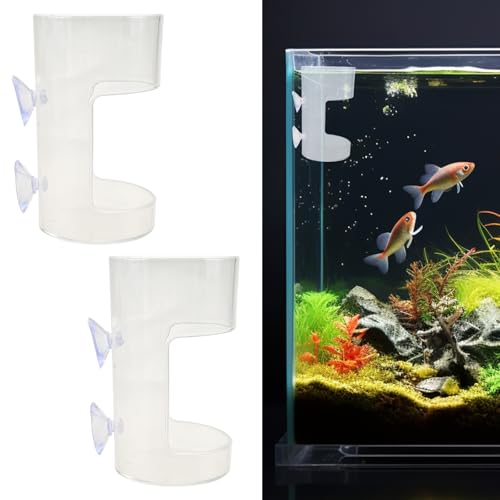 2 Stück PS-Kunststoff-Futterspender für Fische, Aquarium-Futterschale mit Saugnapf, transparent, schwimmend, Aquarium-Trennwand von Capiant