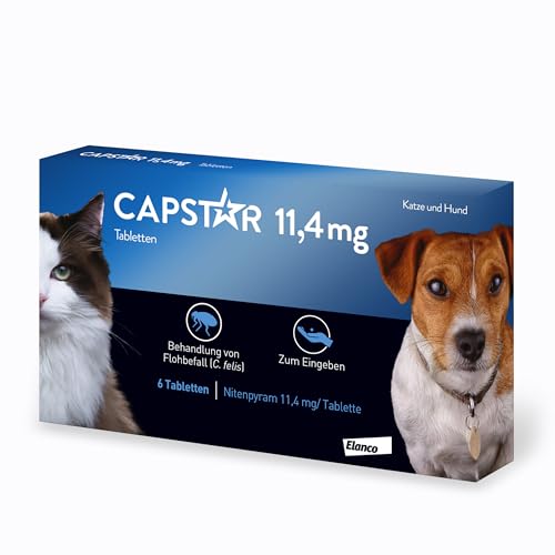 Capstar Tabletten für Katzen und kleine Hunde bis 11 kg, schnell wirksames Mittel gegen Flöhe, 6 Tabletten-Packung Capstar Tabletten für Katzen und kleine Hunde bis 11 kg, schnell wirksames Mittel gegen Flöhe, 6 Tabletten-Packung von Capstar